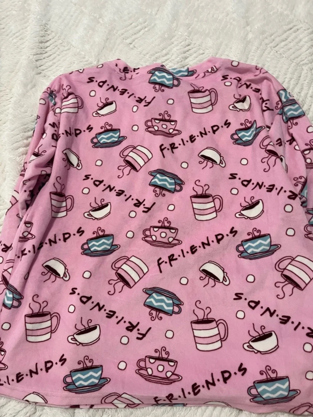 Pink 'Friends' Pattern Kids Pajama Top